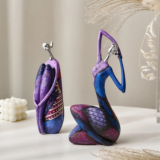 Purple Abstract Woman Art Resin Sculpture - Goraya Nesting 