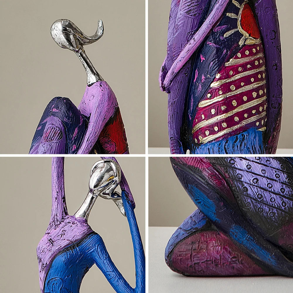 Purple Abstract Woman Art Resin Sculpture - Goraya Nesting 