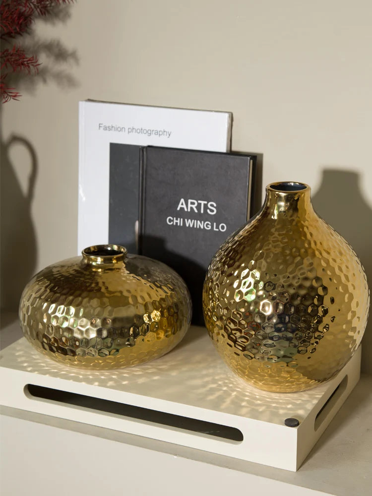 Radiant Elegance Metal Plated Ceramic Vase - Goraya Nesting 