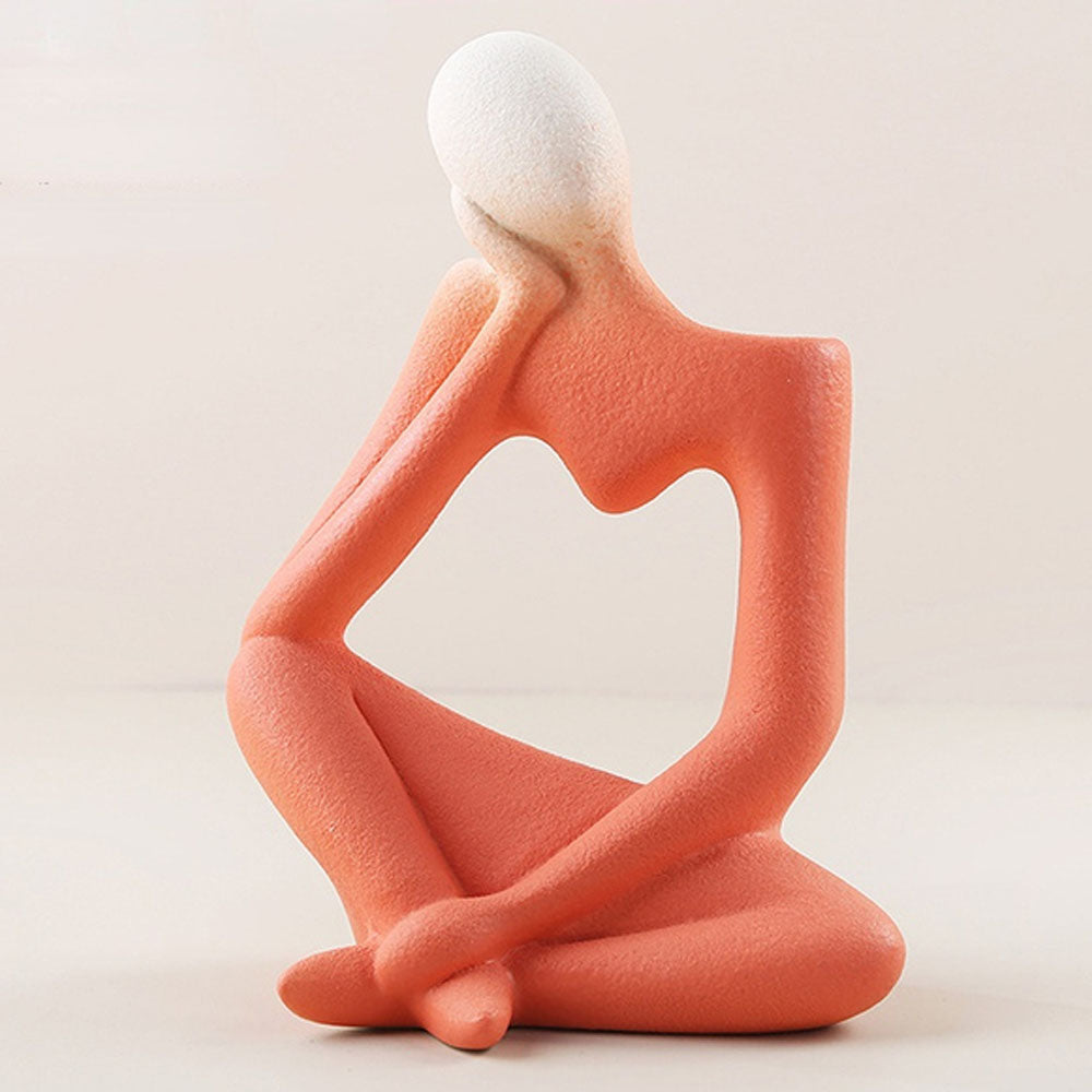 Right-Tilted Heart-Shaped Ceramic Thinker Statue Vase - Goraya Nesting 