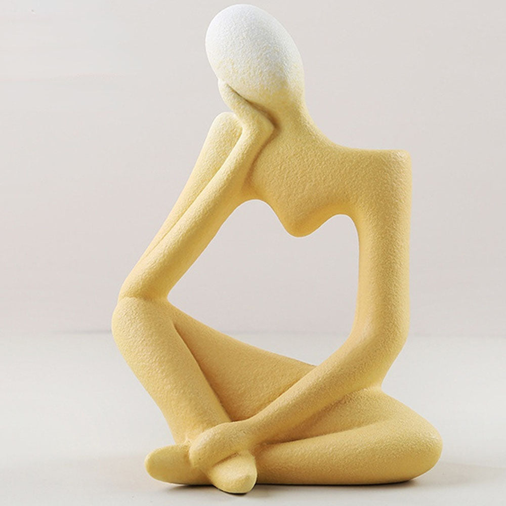 Right-Tilted Heart-Shaped Ceramic Thinker Statue Vase - Goraya Nesting 