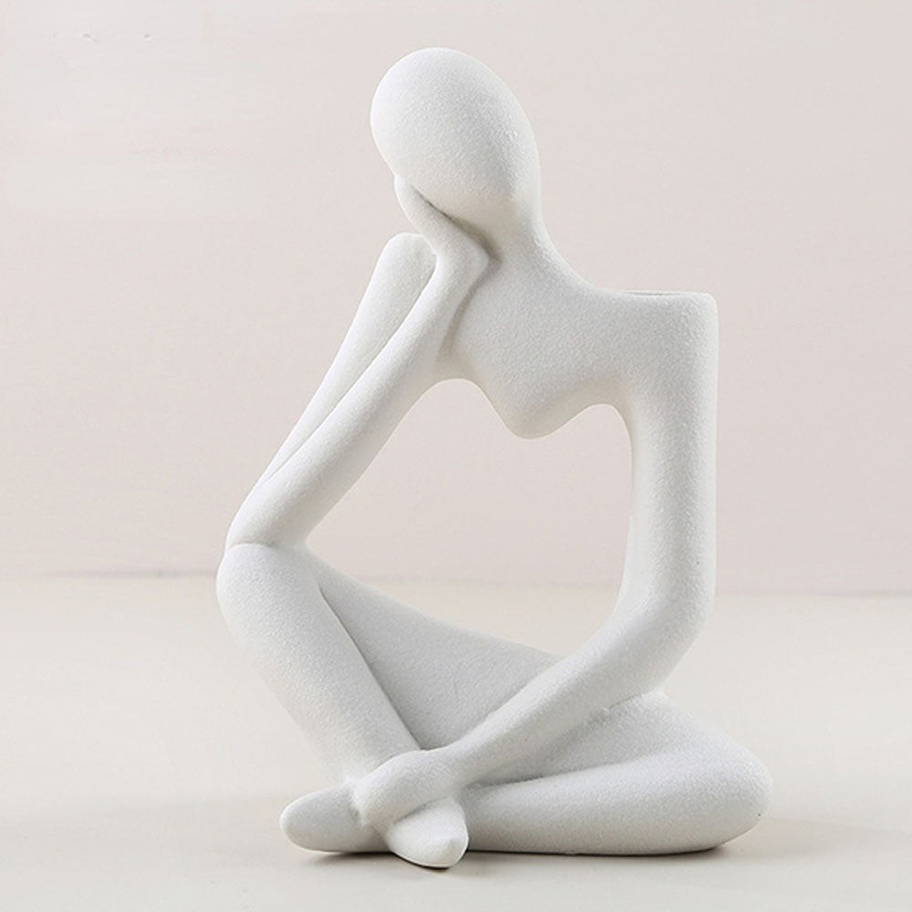 Right-Tilted Heart-Shaped Ceramic Thinker Statue Vase - Goraya Nesting 