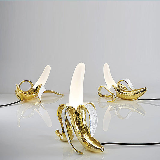 LED Table Lamp with Banana Glass and Resin Design - Goraya Nesting 