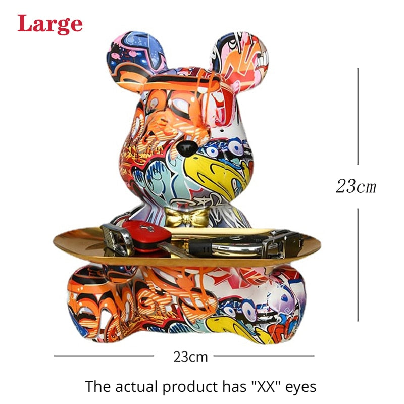 Bear Graffiti Resin Sculpture with Tray - Goraya Nesting 