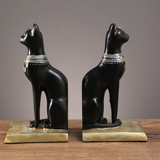 Set of 2 Resin Cat Leaning Sculpture Bookends - Goraya Nesting