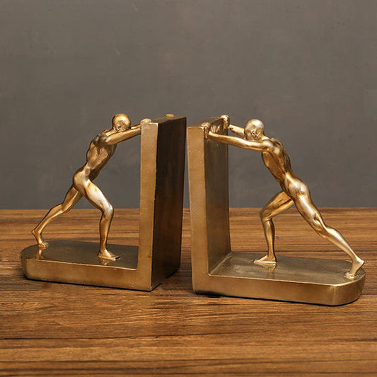 Set of 2 Resin Leaning Sculpture Bookends - Goraya Nesting 