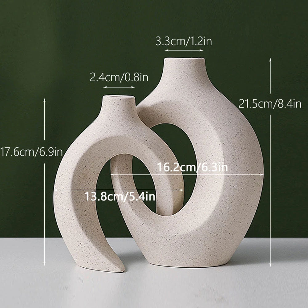 Set of 2 White Matte Ceramic Snuggle Flower Vase - Goraya Nesting 
