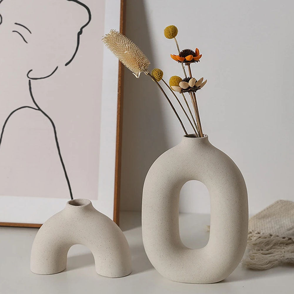 Set of 3 Ceramic Pampas Grass Flower Vase - Goraya Nesting 