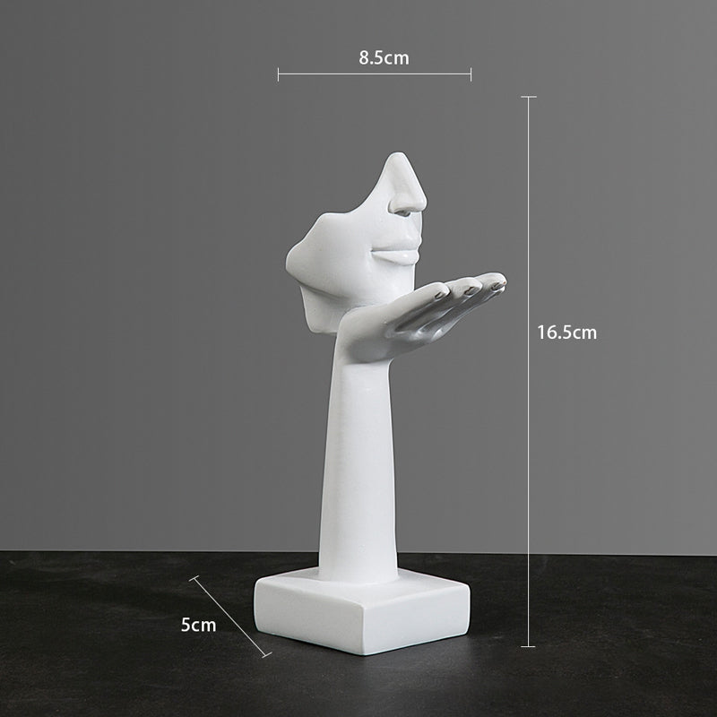 Set of 5 White Resin Abstract Thinker Sculpture - Goraya Nesting 