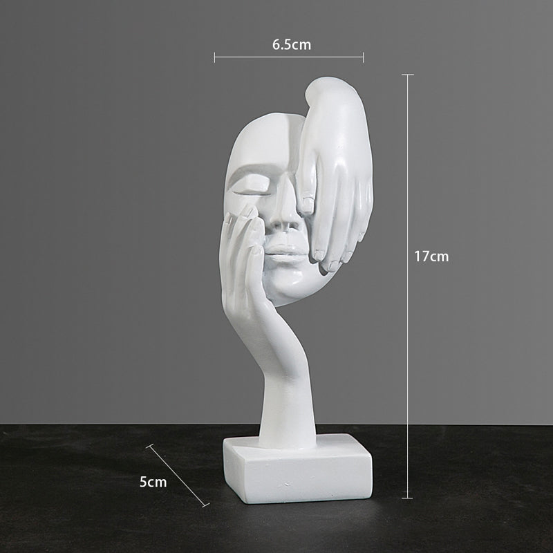 Set of 5 White Resin Abstract Thinker Sculpture - Goraya Nesting 