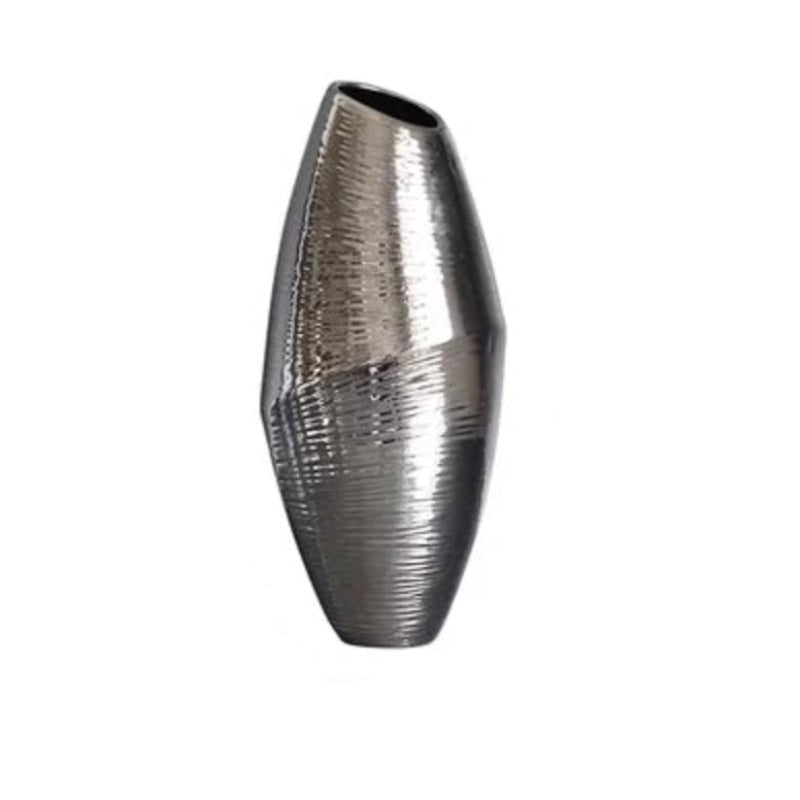 Silver Metal Plated Ceramic Vase - Goraya Nesting 