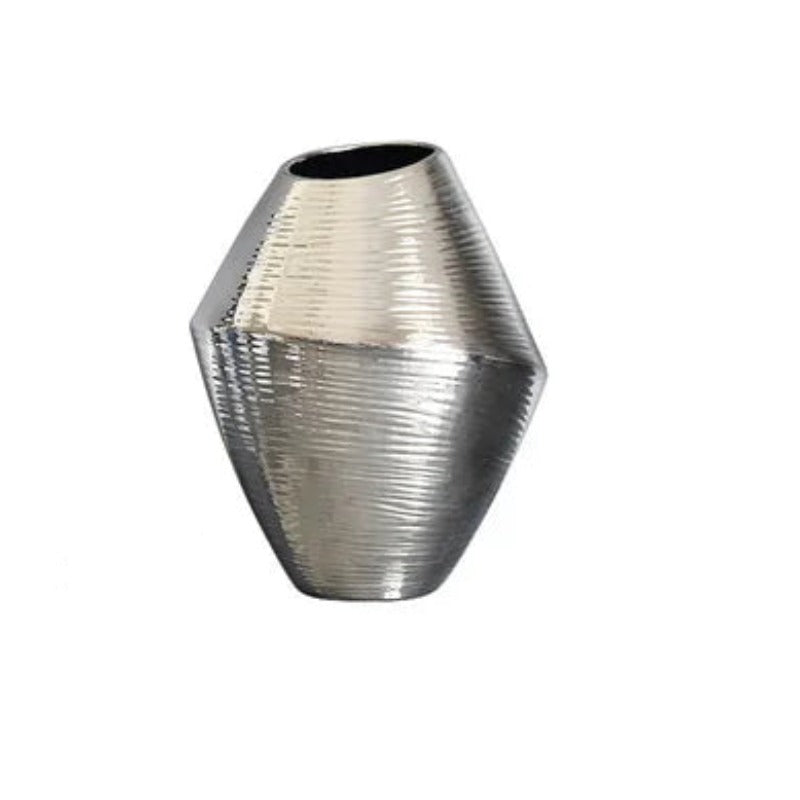 Silver Metal Plated Ceramic Vase - Goraya Nesting 