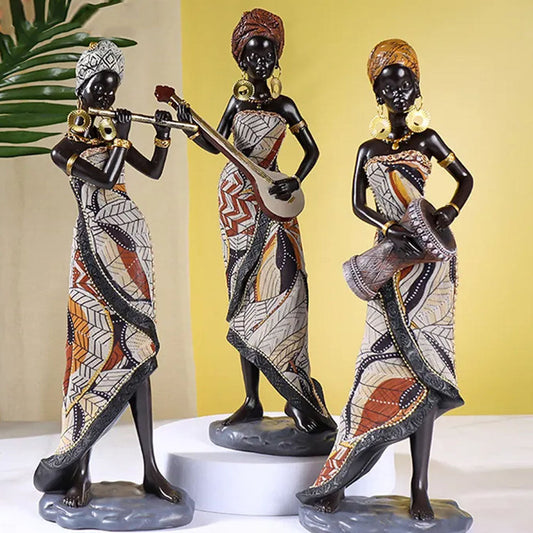 Vintage African Women Resin Sculpture Ornament - Goraya Nesting 