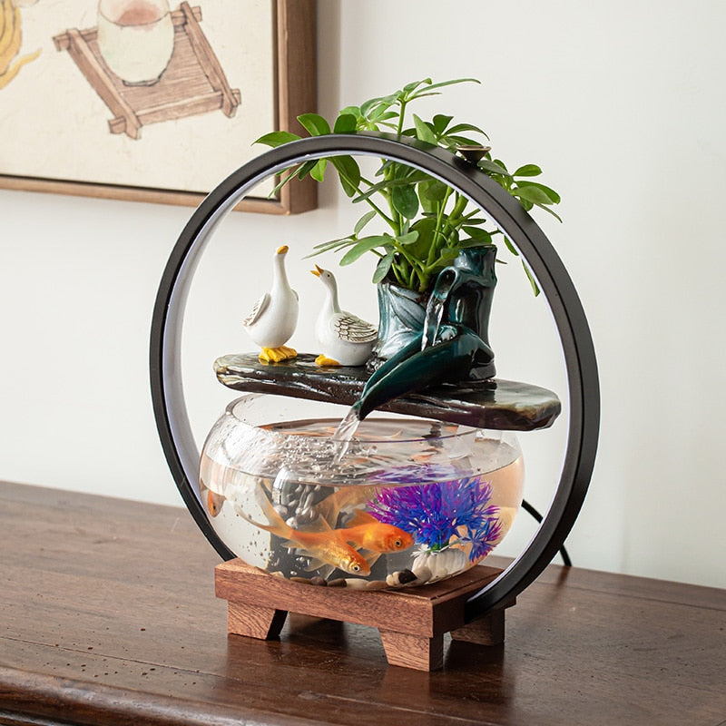 Water Circulating Glass Fish Tank Decor - Goraya Nesting 