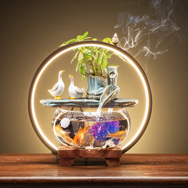 Water Circulating Glass Fish Tank Decor - Goraya Nesting 