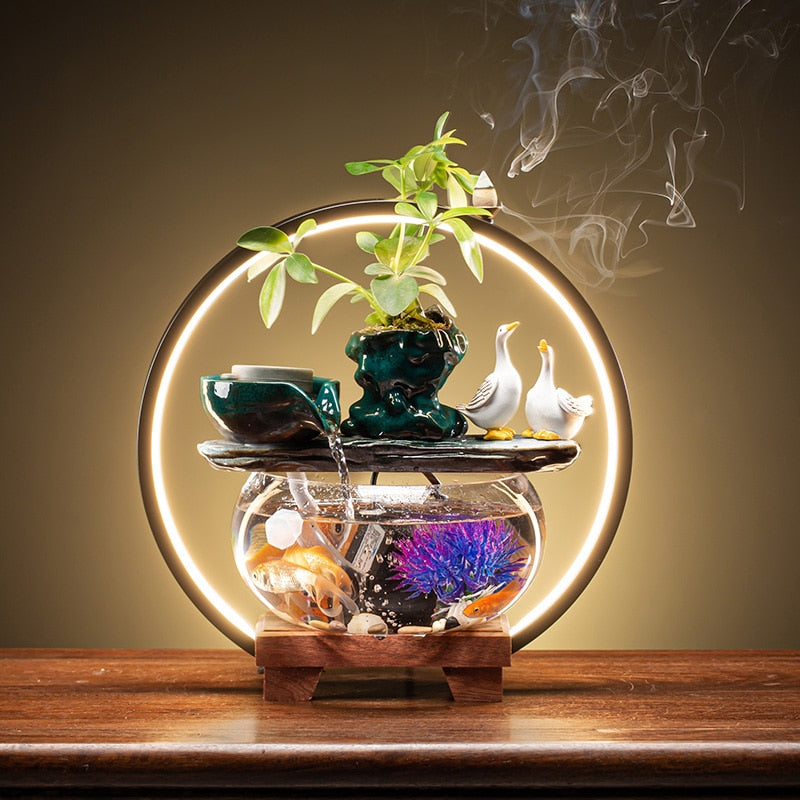 Water Circulating Glass Fish Tank Decor - Goraya Nesting 