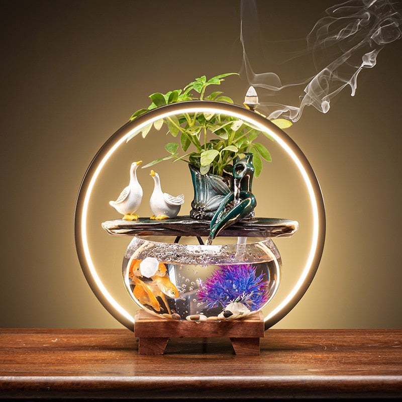 Water Circulating Glass Fish Tank Decor - Goraya Nesting 