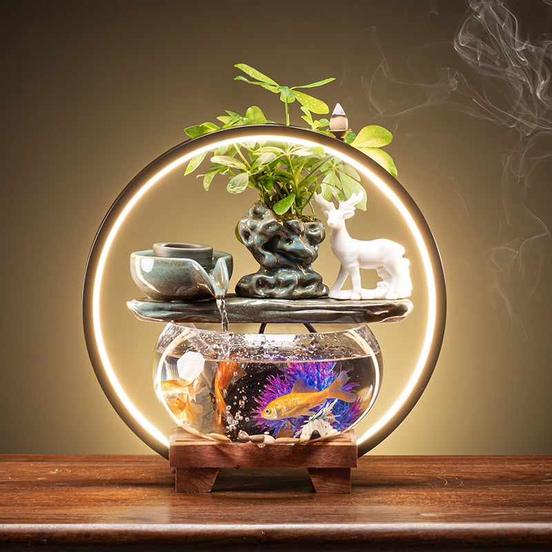Water Circulating Glass Fish Tank Decor - Goraya Nesting 